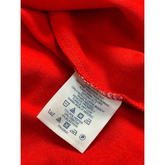 Lands' End Womens Faux Wrap Dress Red Medium 10-12 3/4 Sleeve Knee Length A-Line - Picture 4 of 8